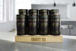 Products: Display Starter Pack - 8 Tins of Organic Tea Bags with Pine Display Stand - Charity Tea