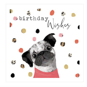 Gifts: Pug Dog Birthday Wishes Tag