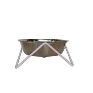 Eat Cat: Luxe Meow Cat (or Mini Woof Dog) Bowl - Blush Base/Chrome Bowl