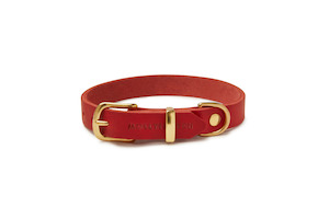 Leather Collars Dog: Butter Leather Collar - Chili Red