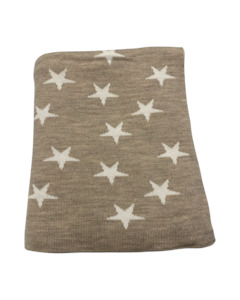 100% Merino Star Blanket - Linen/Off White