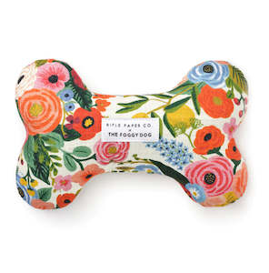 Organic Eco Friendly Toys Dog: Rifle Paper Co. x TFD Garden Party Squeaky Bone Dog Toy