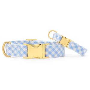 Walk: Sky Blue Gingham Dog Collar