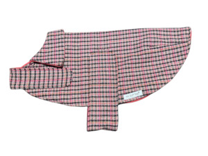 Pink Houndstooth Walking Coat (Lined) with Collar