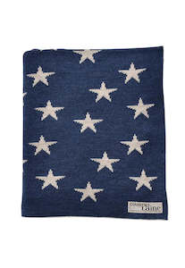 100% Merino Star Blanket - Dark Indigo/Linen
