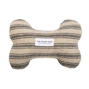 Organic Eco Friendly Toys Dog: Ticking Stripe Black Squeaky Bone Dog Toy