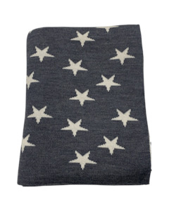 Sleep: 100% Merino Star Blanket - Dark Grey/Off White