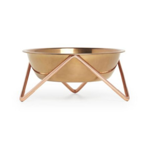Eat: Luxe Meow Cat (or Mini Woof Dog) Bowl - Copper Base/Bronze Bowl