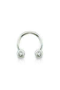 Basic Initial Jewellery: Surgical Steel Horseshoe CZ Ball Ends