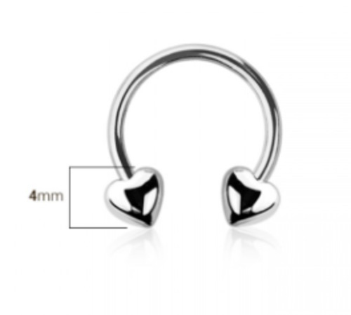 Basic Initial Jewellery: Surgical Steel Horseshoe Heart Ends