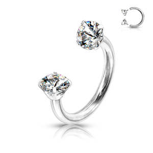 Basic Initial Jewellery: Surgical Steel Internally Threaded Horseshoe CZ Ends