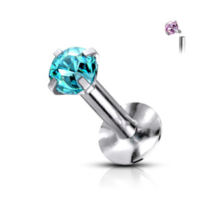 Basic Initial Jewellery: Round Coloured CZ Surgical Steel Labret