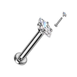 Basic Initial Jewellery: CZ Oval Surgical Steel Labret