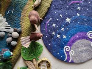 A Map of Dreams and Stars - Wool Felt Stars & Moon Storytelling Playscape