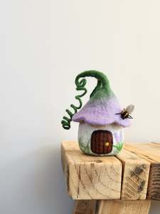 Small World Play: Purple Bellflower Bungalow - Felt Fairy House
