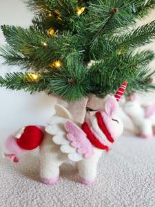 All: Candy Cane Unicorn - Felted Christmas Decoration