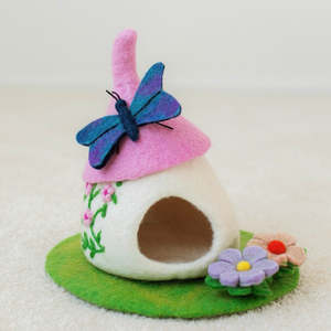 Pink Meadow Manor - Felt Fairy House