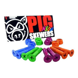 Skateboard Parts: Pig Hardware 1" Phillips - Neon Skewers