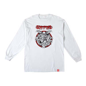 Long Sleeve T Shirt: Spitfire Demon Gate Long Sleeve - White/Black/Red