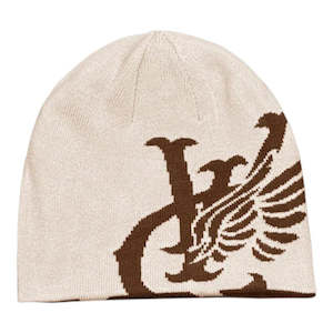 Vic Wing Reversible Skull Beanie - Brown/Cream
