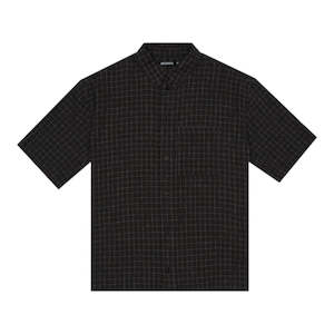 Shirts: Afends Dusk Seersucker Check Shirt - Black