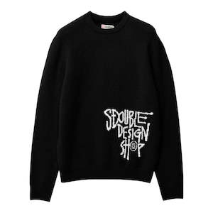SDouble Placement Knit Sweater - Black