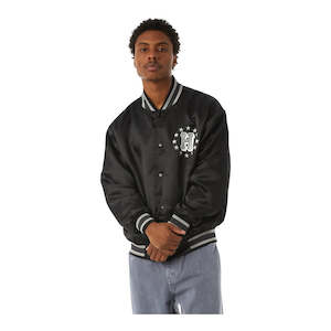 Jackets Vests: Huf Galactic Stack Baseball Jacket - Black
