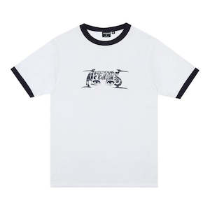 Afends: Afends All Eyez Ringer Tee - White/Deep Sea