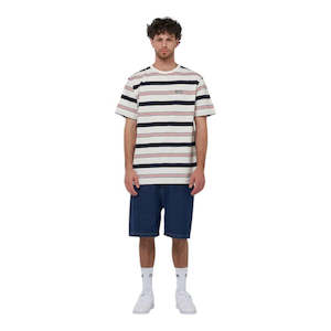 Crate: Crate Easy Stripe Tee - Cream/Navy/Red