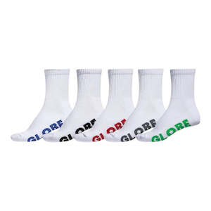 Globe: Globe Stealth Youth Crew Sock 5 Pack - White