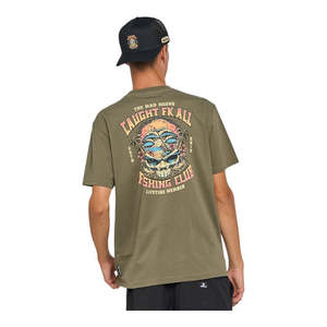 Clothing: Mad Hueys Caught Fk All Skull Tee - Olive