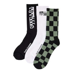 Thrills Excitement 3 Pack Sock - White/Black/Green