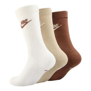 Socks: Nike Sportswear Everyday Essential Crew Socks 3-Pack - Off White/Brown/Taupe
