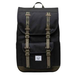 Accessories: Herschel Little America Mid Backpack Black/Ivy Green