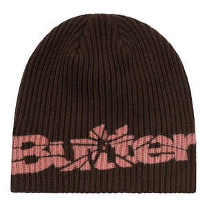 Beanies Scarves: Butter Smashed Logo Knit Skully - Brown