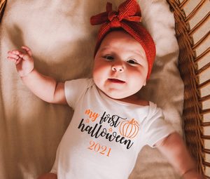 Products: Personalised 1st Halloween Onesie Cheeky Monkeys