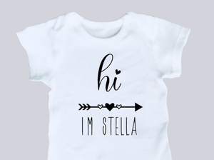 Personalised Baby Onesie . Hi I'm . Cheeky Monkeys