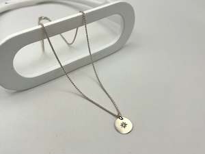 Pendants: Mini Disc Tag Pendant with Pink CZ and Chain Set