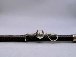 Hunt Whip Stockpin with Horseshoe