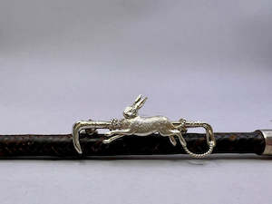 Hunt Whip with Running Hare Stockpin