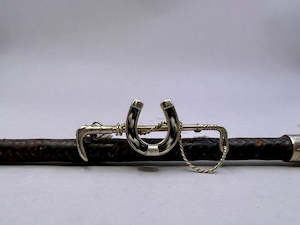 Stockpins: Hunt Whip Stockpin | Large | with Horsehair Horseshoe