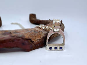 LARGE Stirrup Pendant | 3 Gemstones