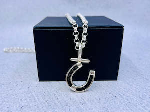 Polo Pendants: Horsehair Shoe Pendant with Polo Stick Top