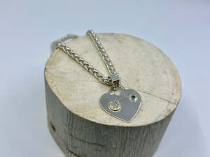 Horseshoe Pendants: Heart Tag with Shoe and Topaz Pendant | Chain Set Option