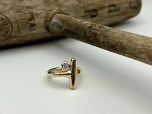 Rings: Polo Stick Ring | Jumbo | 9ct Yellow Gold with Diamond