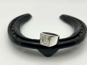 Rings: Square Signet Ring with Horseshoe