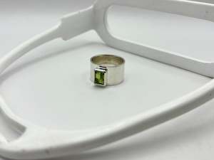 Rings: Wide Band Peridot Ring | Sterling Silver