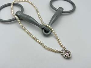 Chains: Freshwater Pearls | 4-4.5mm | Padlock Clasp with Pink Stone