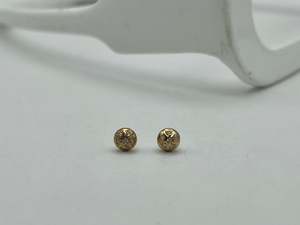Preloved Items: 9ct Yellow Gold Dome Earrings with Diamonds | Preloved