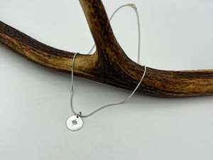 Mini Disc Tag Pendant with Blue Topaz Stone and Chain Set | End of Line